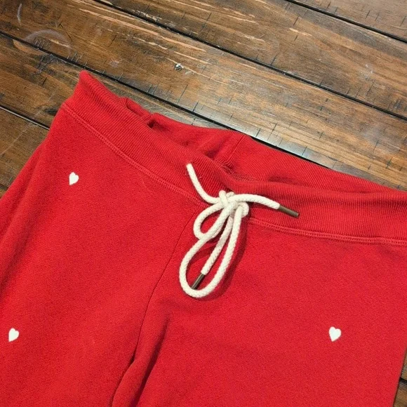 THE GREAT. Red Joggers with White Heart Accents - Picture 2 of 9